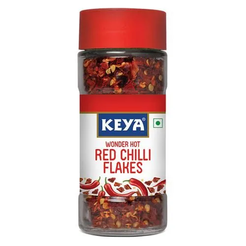 Keya Red Chilli Flakes - Wonder Hot Front Side Package - 40 gm