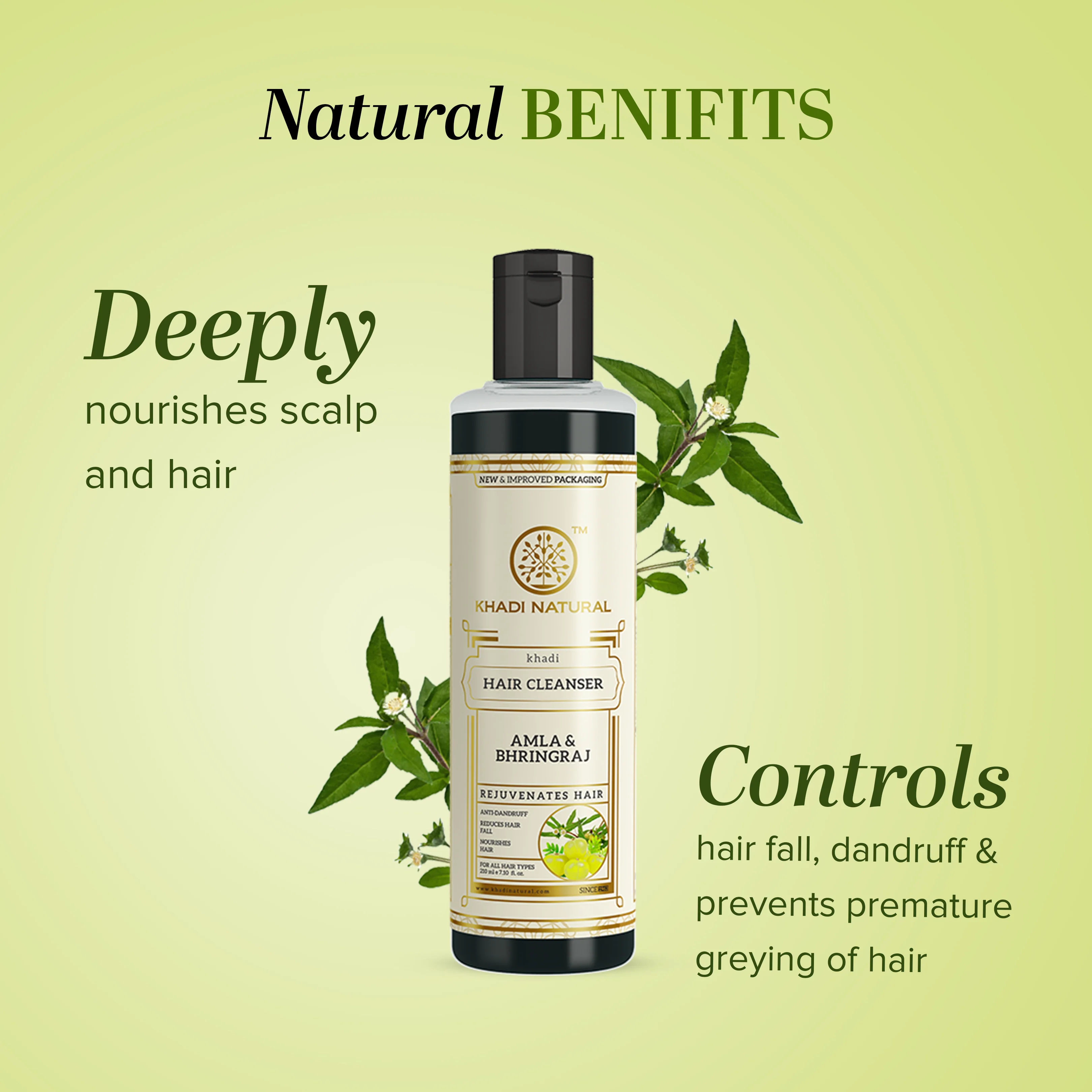 Khadi Natural Amla & Bhringraj Hair Cleanser | Ayurvedic Scalp Purifying Shampoo | Natural Hair Nourishment-2