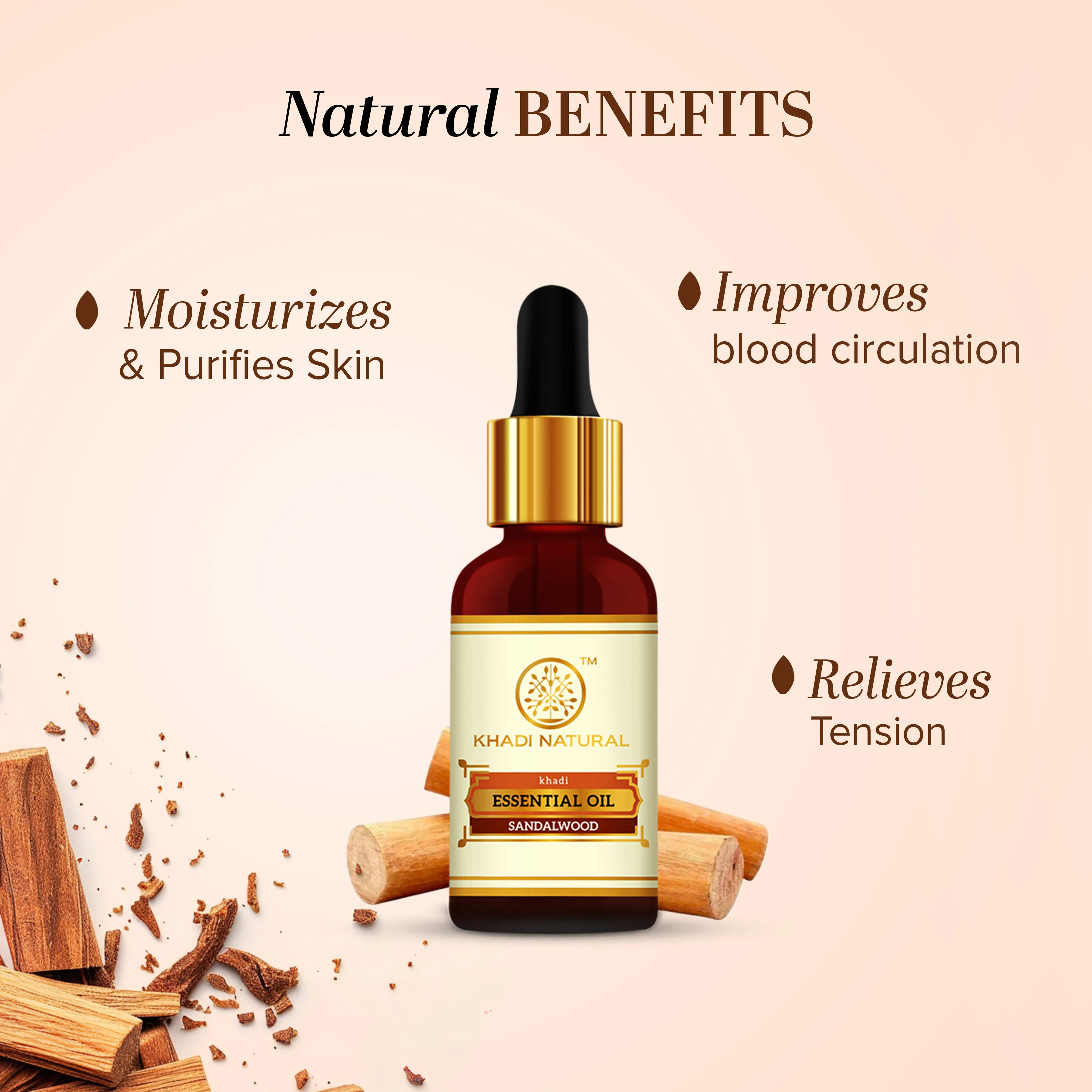 Khadi Natural Sandalwood Essential Oil | Pure Aromatherapy Oil | Calming & Skin Soothing-3