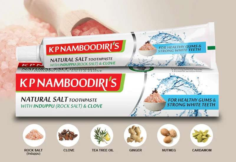 Kp Namboodiri's Natural Salt Toothpaste | Fluoride-Free Herbal Toothpaste | Rock Salt & Clove Oral Protection-2