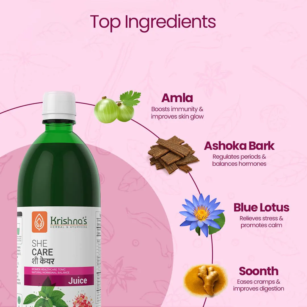 Krishna's Herbal & Ayurveda She Care Juice | Ayurvedic Women's Wellness Tonic | Hormonal Balance & Cycle Support-4