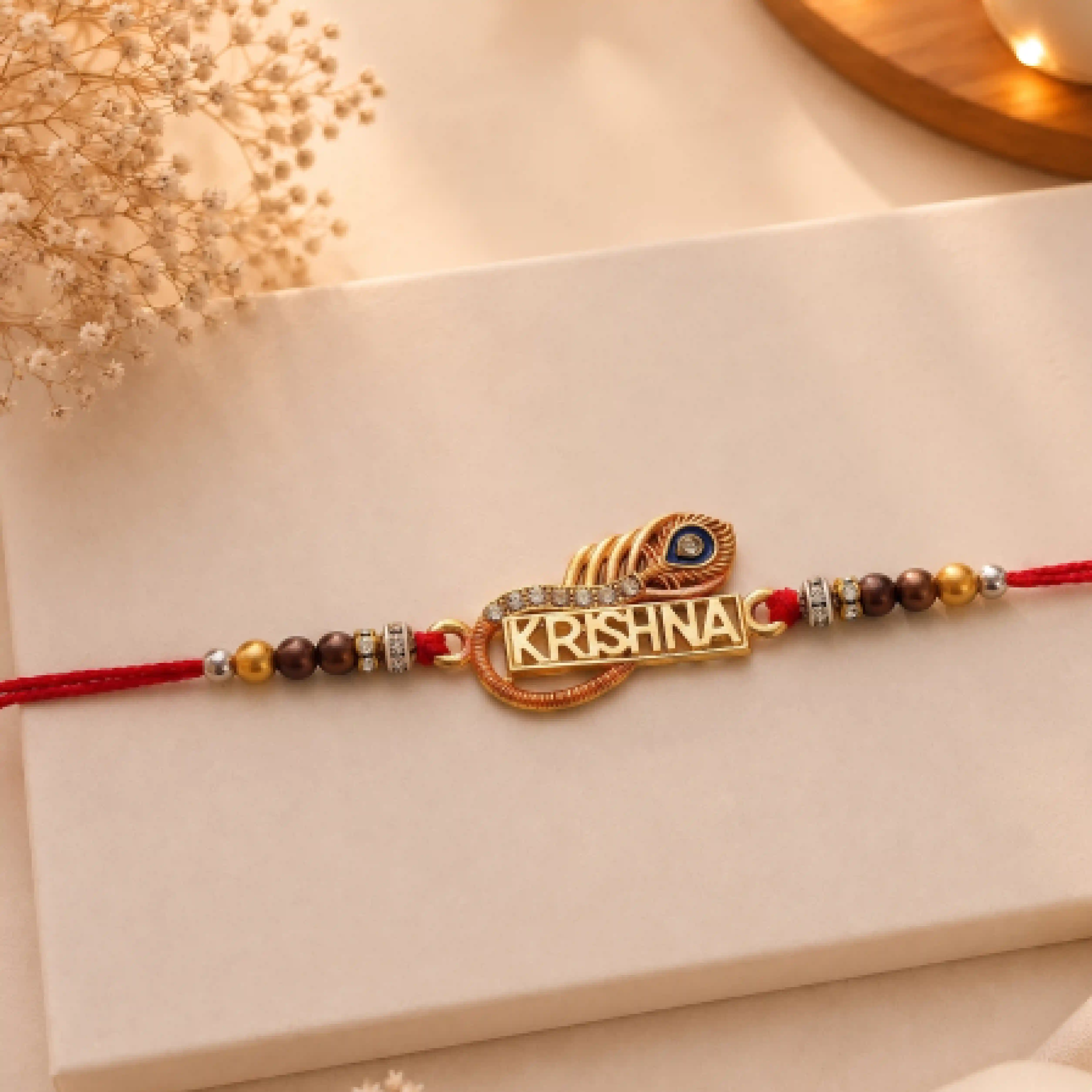 Krishna Rakhi with Metal Feather