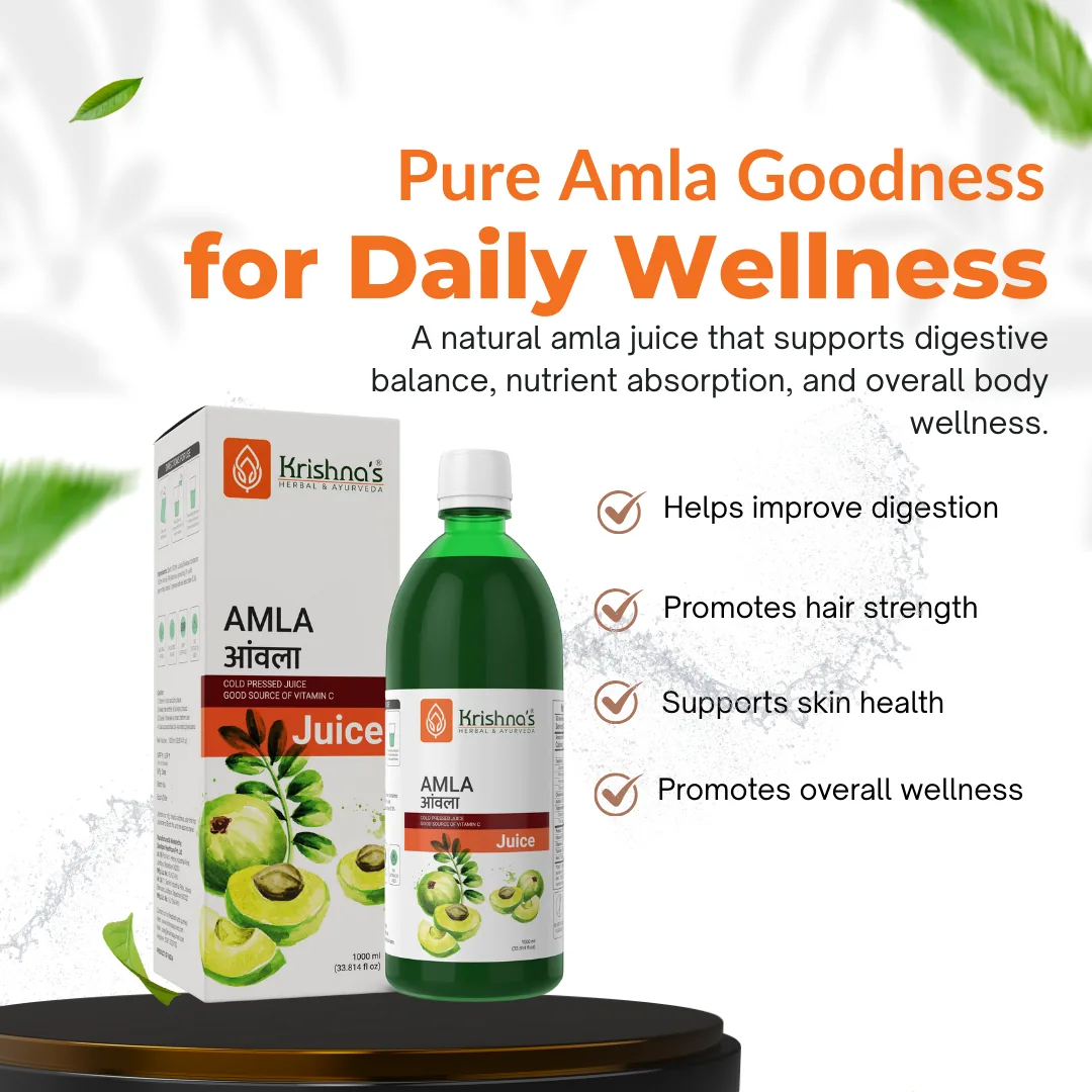 Krishna's Herbal & Ayurveda Amla Juice | Cold-Pressed Indian Gooseberry Swaras | Natural Immunity & Digestion Support-2