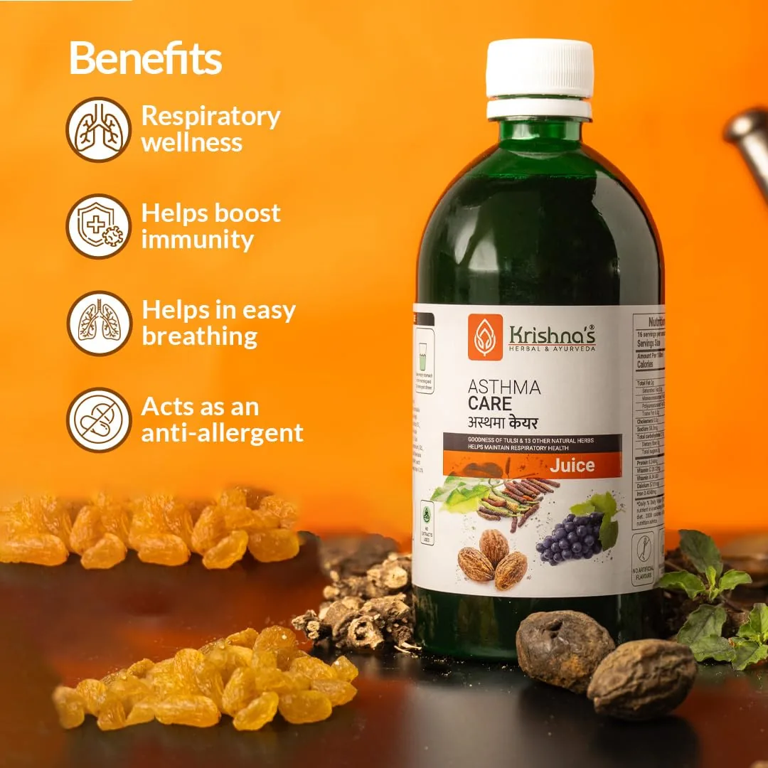 Krishna's Herbal & Ayurveda Asthma Care Juice | Respiratory Support & Lung Wellness Tonic-3