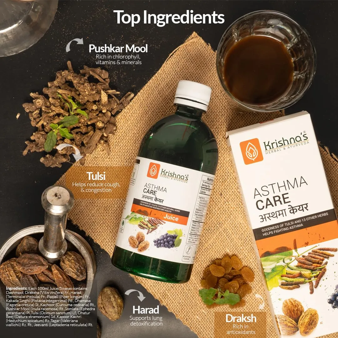 Krishna's Herbal & Ayurveda Asthma Care Juice | Respiratory Support & Lung Wellness Tonic-4