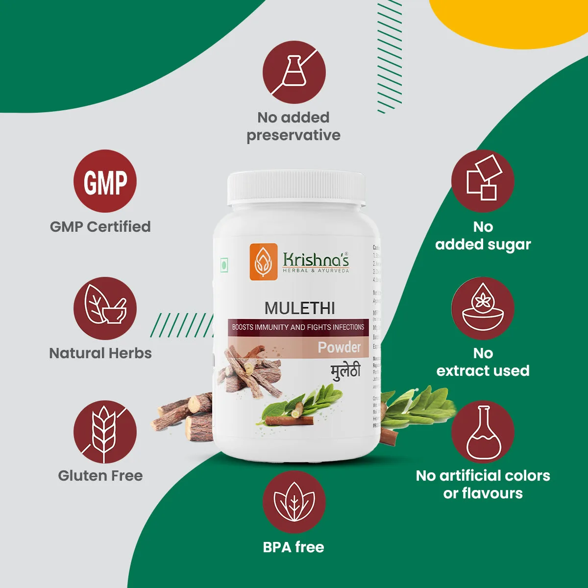 Krishna's Herbal & Ayurveda Mulethi Powder | Pure Licorice Root | Natural Throat and Digestive Support-6