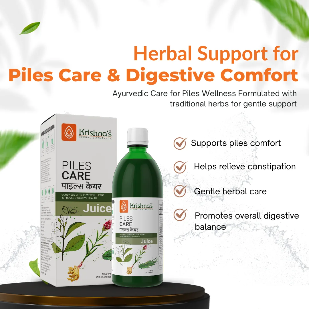 Krishna's Herbal & Ayurveda Piles Care Juice | Natural Digestive Support | Soothing Herbal Formula-2