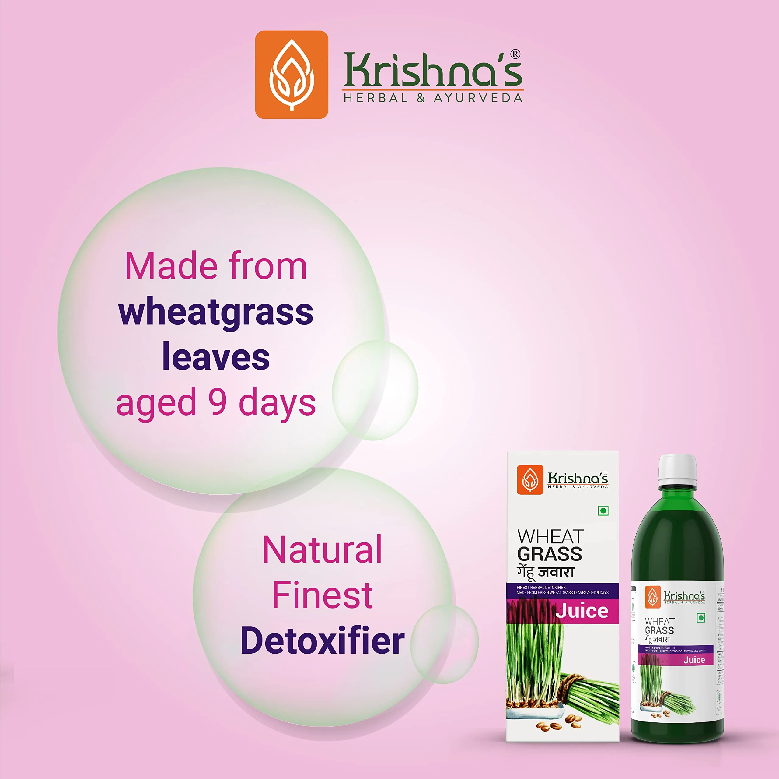 Krishna's Herbal & Ayurveda Wheatgrass Juice | Pure Herbal Detoxifier | 9th-Day Harvested Chlorophyll Rich Formula-3