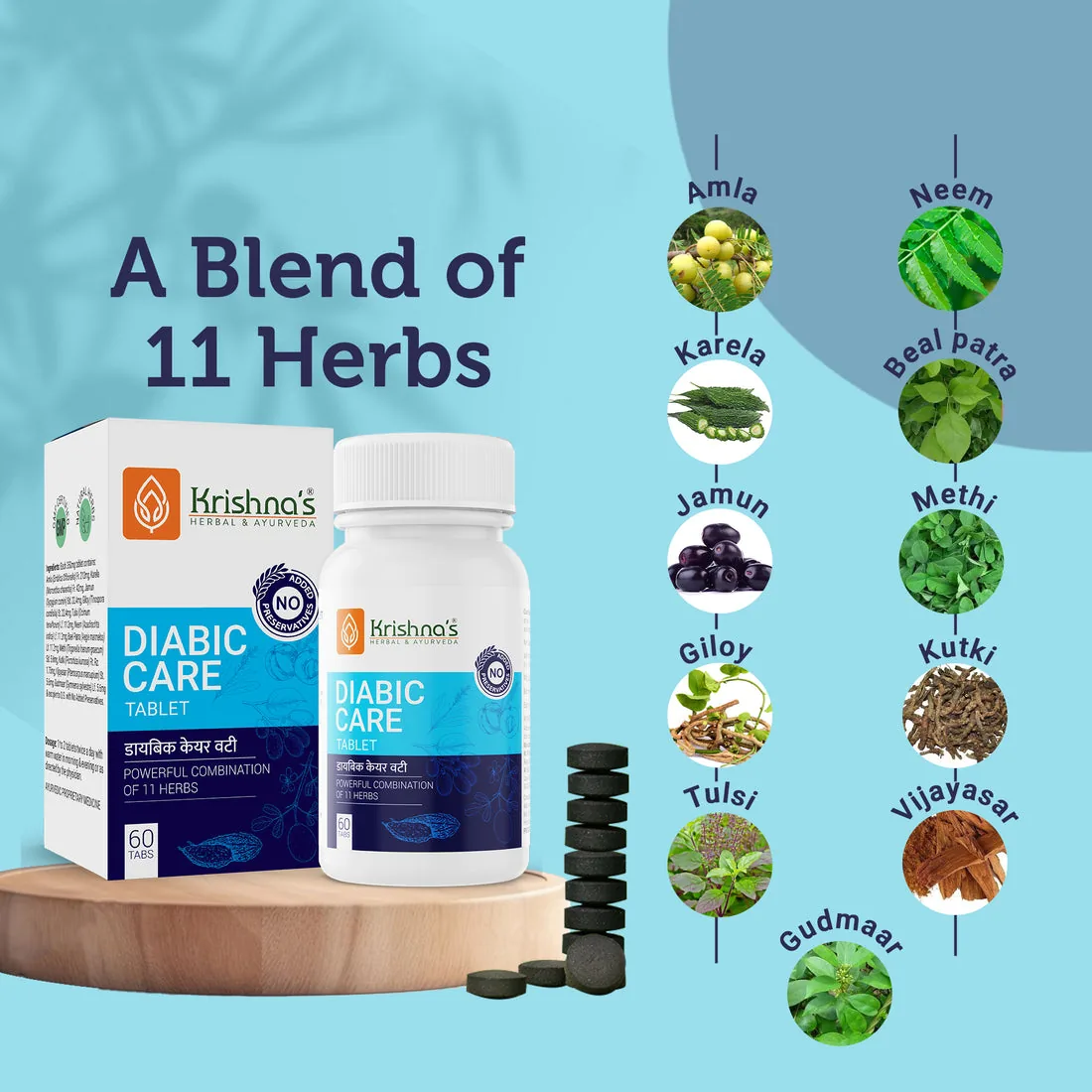 Krishna's Herbal & Ayurveda Diabic Care Tablets | Natural Blood Sugar Support | 11 Ayurvedic Herbs Blend-2