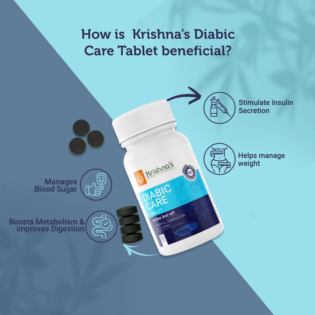 Krishna's Herbal & Ayurveda Diabic Care Tablets | Natural Blood Sugar Support | 11 Ayurvedic Herbs Blend-3