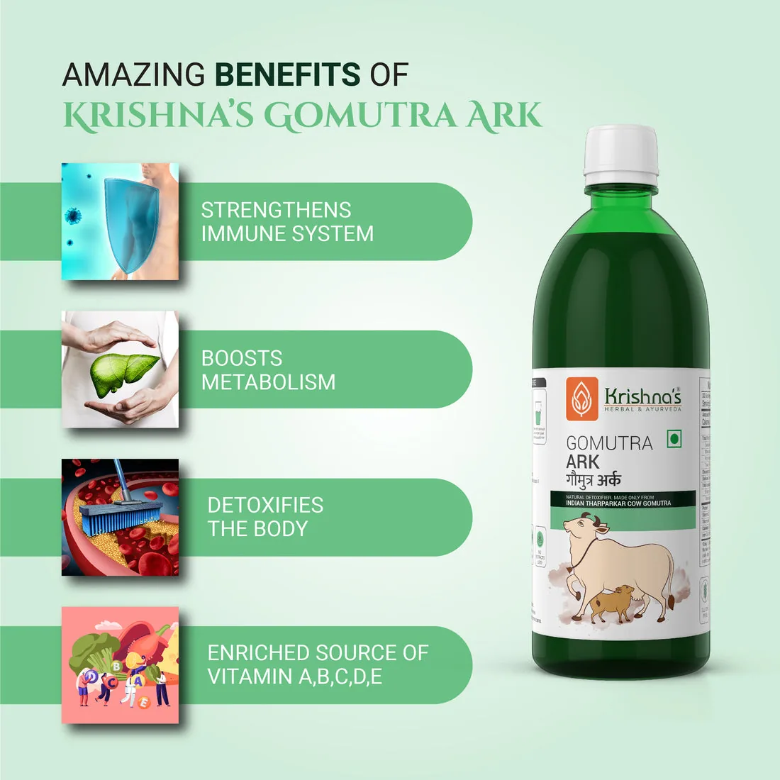 Krishna's Herbal & Ayurveda Gomutra Ark | Pure Tharparkar Cow Distillate | Natural Ayurvedic Detoxifier-3