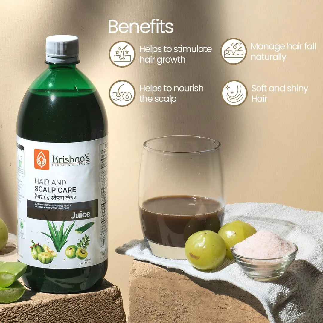 Krishna's Herbal & Ayurveda Hair & Scalp Care Juice | Ayurvedic Oral Formulation | Root Nourishment & Scalp Care-2