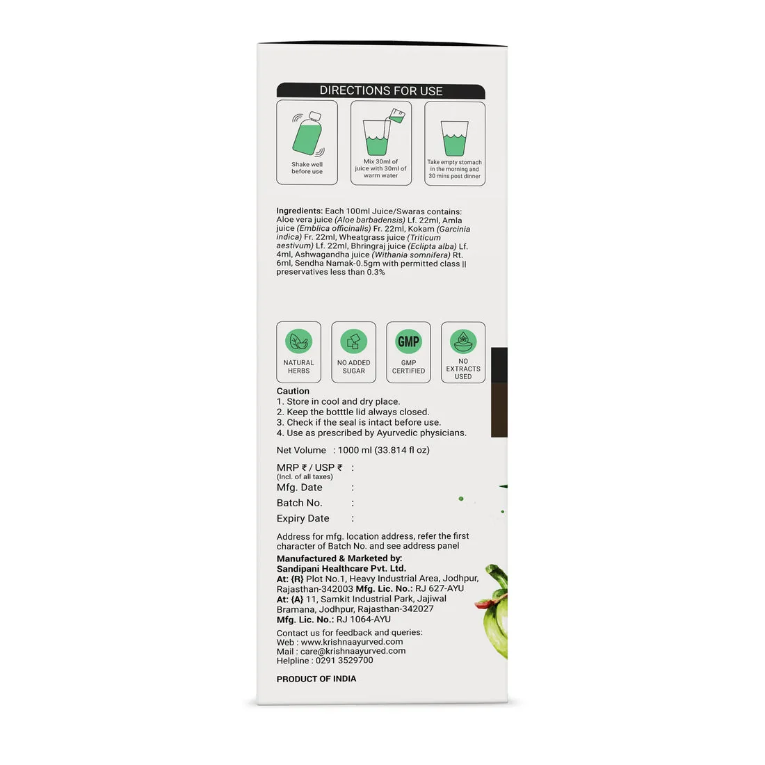 Krishna's Herbal & Ayurveda Hair & Scalp Care Juice | Ayurvedic Oral Formulation | Root Nourishment & Scalp Care-2