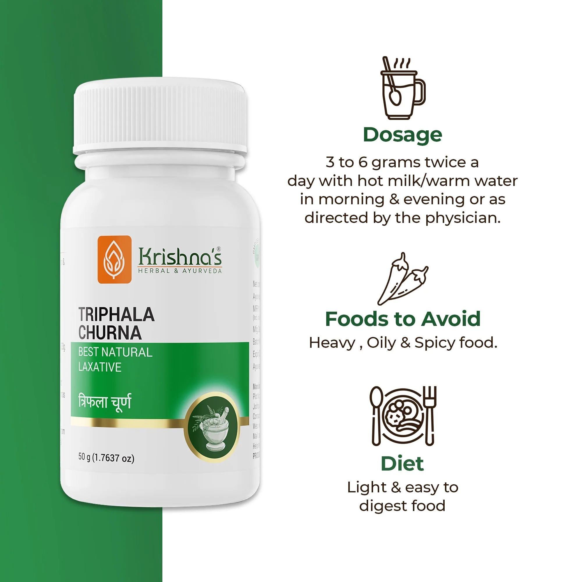 Krishna's Herbal & Ayurveda Triphala Churna | Ayurvedic Digestive Powder | Natural Laxative for Gut Health-5