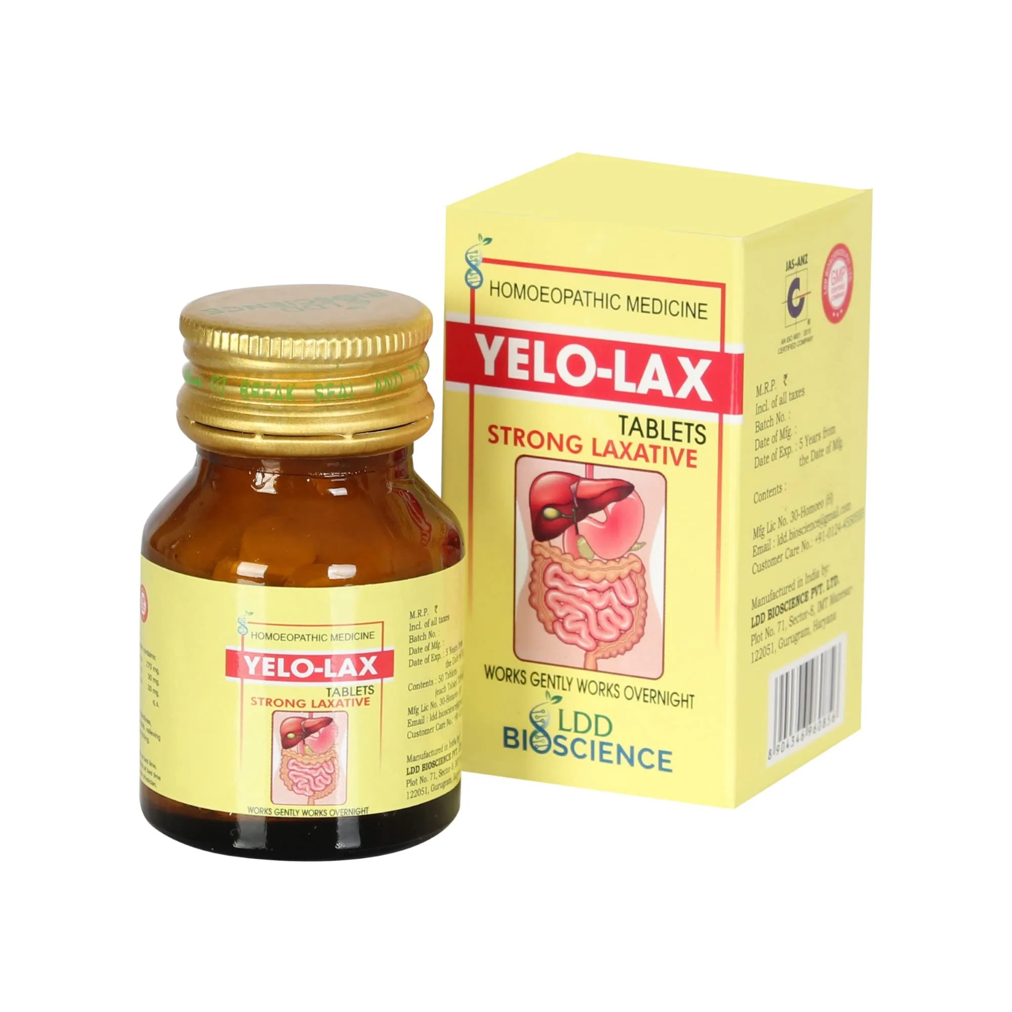 LDD Bioscience Homeopathy Yelo-Lax Tablets | Natural Laxative for Constipation Relief | Gentle Bowel Regulator-1