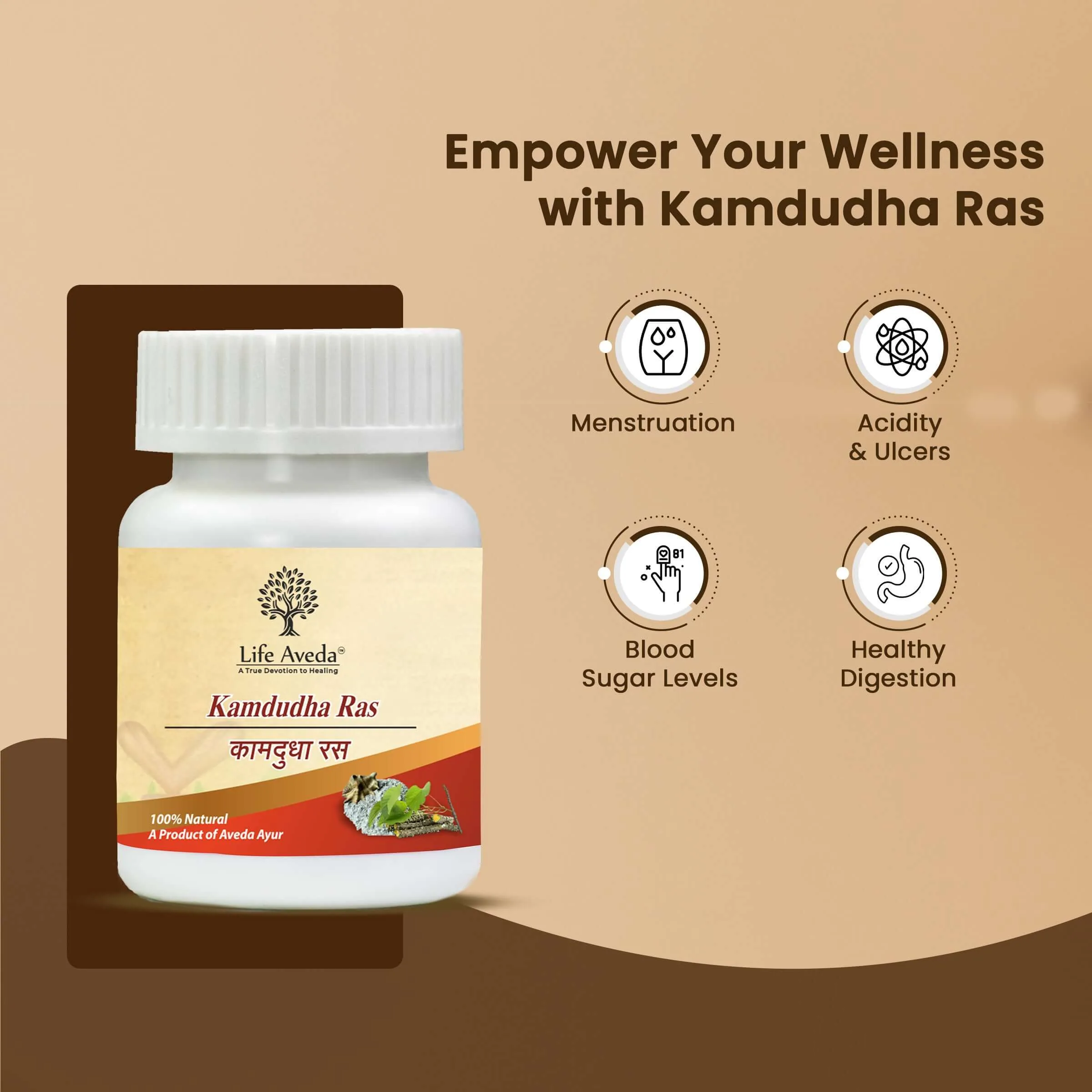 Life Aveda Kamdudha Ras Tablets | Classical Ayurvedic Herbo-Mineral Formula | Pitta Balance & Digestive Support-5