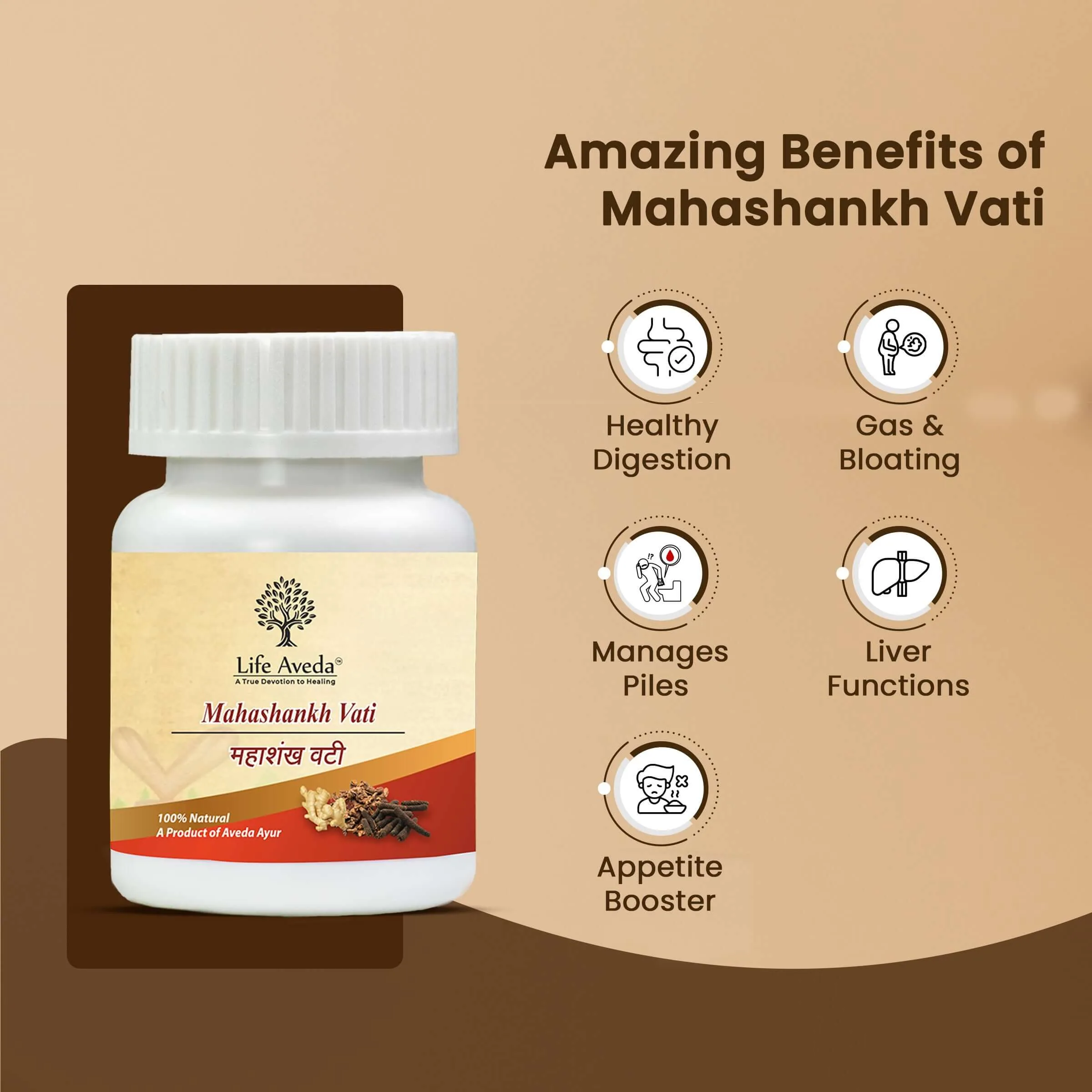 Life Aveda Mahashankh Vati Tablets | Ayurvedic Digestive Support | Vata & Pitta Balancer-2