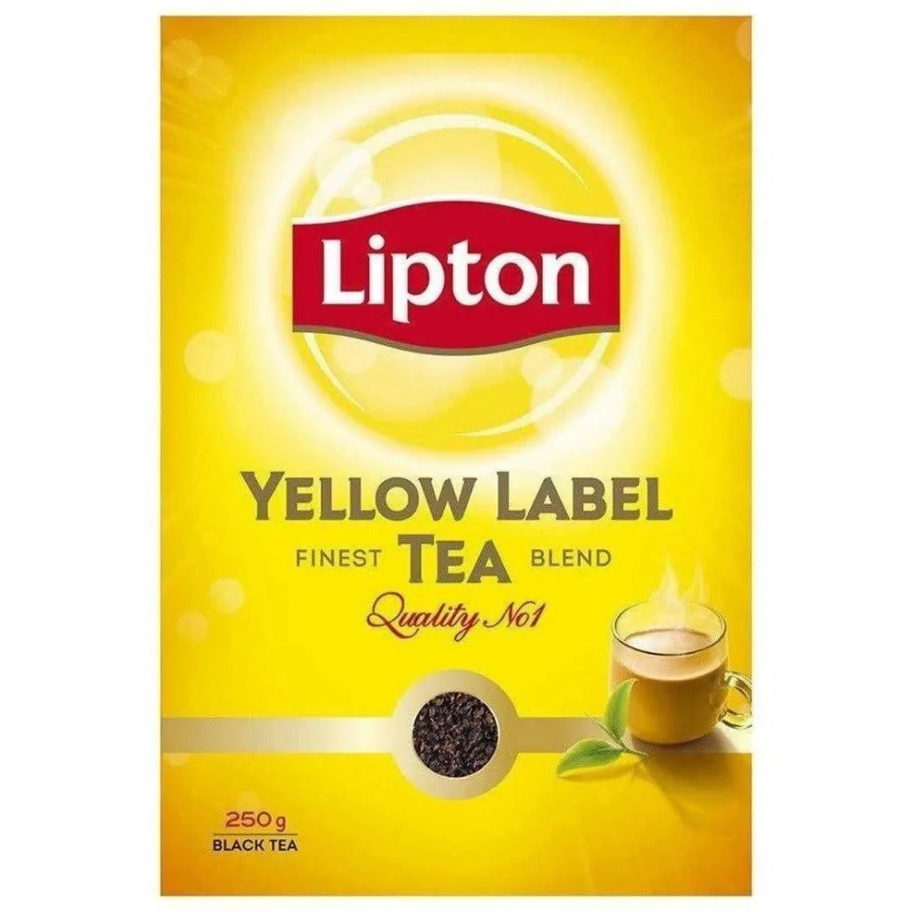 Lipton Yellow Label Tea | Finest Black Tea Blend | Rich & Aromatic CTC with Darjeeling Long Leaves 250 gm