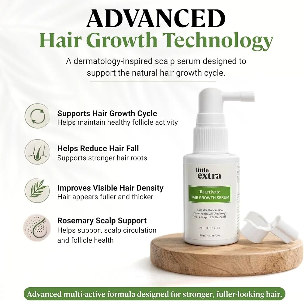 Little Extra Reactivate Hair Growth Serum | Scalp Nourishing Treatment | With Redensyl, Anagain, and Rosemary-1