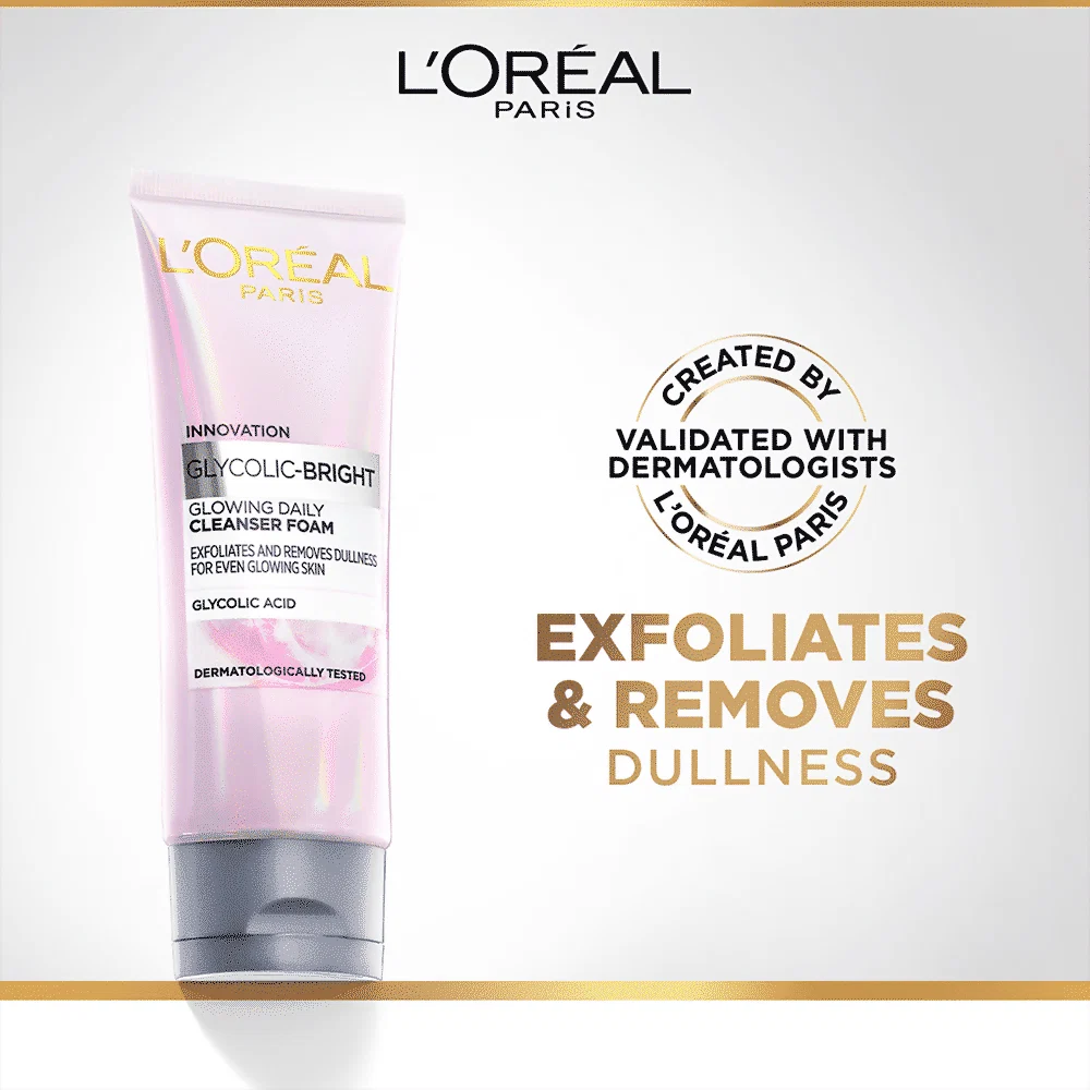L'Oreal Paris Glycolic Acid Glowing And Protecting CSMS Regime Kit | Complete 4-Step Skincare Routine | Brightening & Sun Protection-3