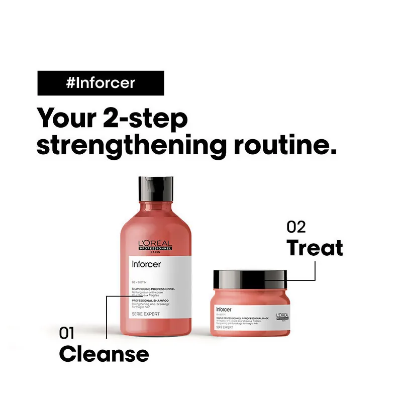 L'Oreal Professionnel Inforcer Strengthening Shampoo & Hair Mask Combo | Hair Care Set | Anti-Breakage and Strength-1