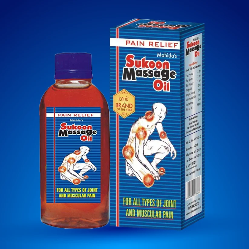 Mahida's Sukoon Massage Oil (Blue) | Ayurvedic Joint and Muscle Relief Oil | Herbal Body Massage Formula-1