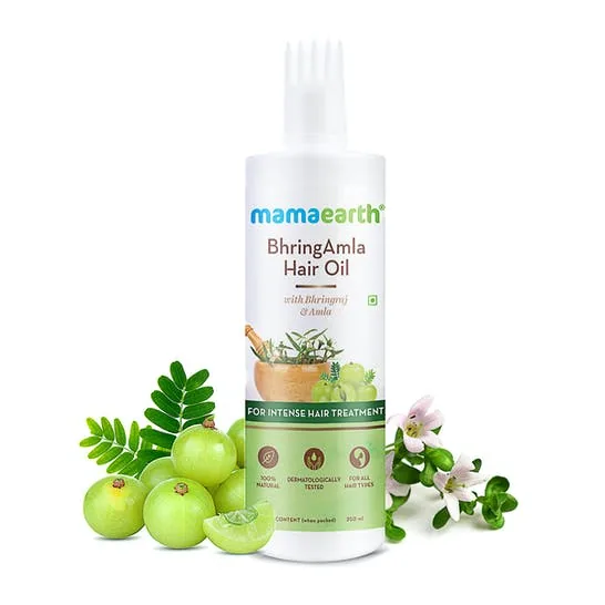 Mamaearth Bhringamla Hair Oil | Intense Hair Treatment | Ayurvedic Kshirpak Vidhi Formula with Bhringraj & Amla
