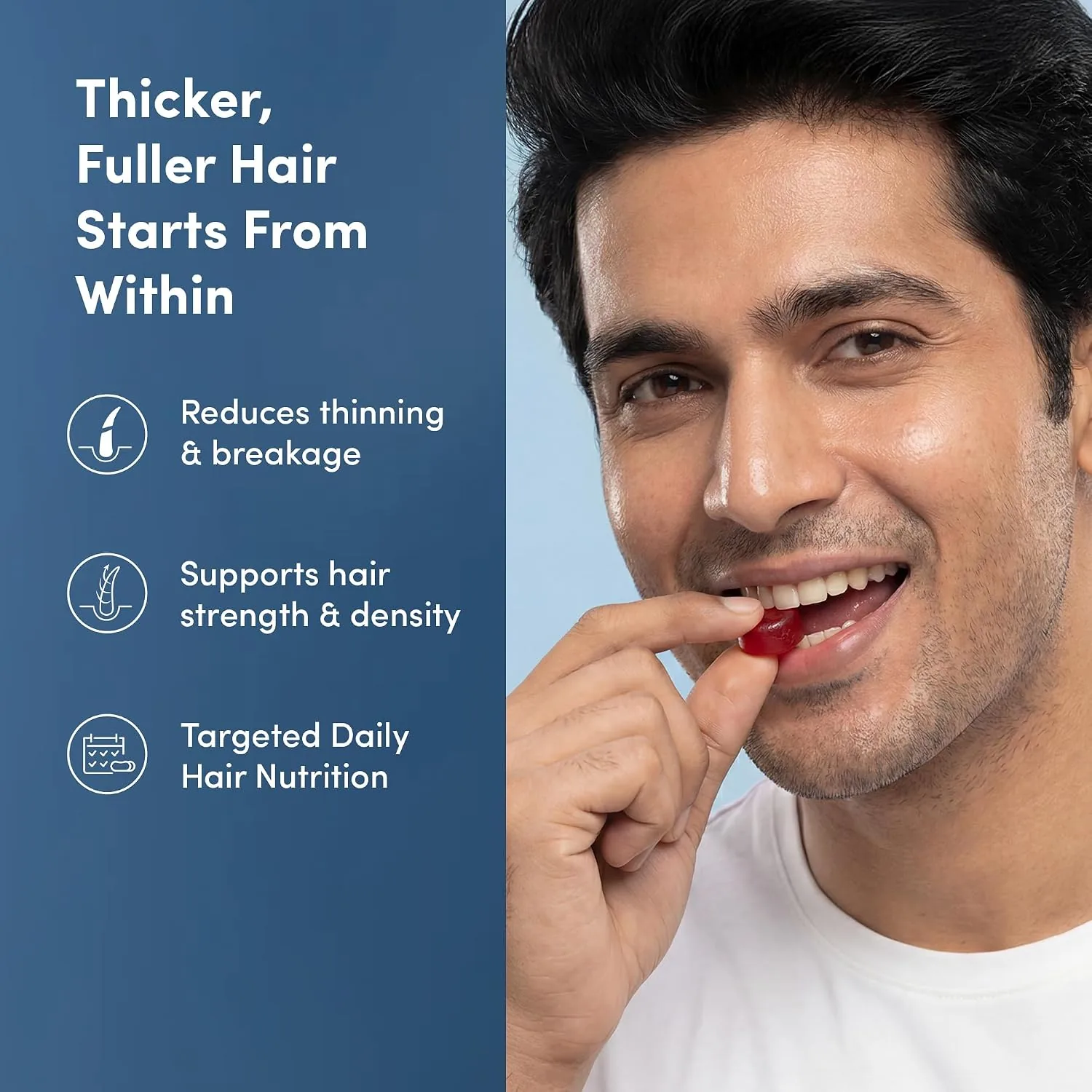 Man Matters Biotin Nourish Hair Gummies | Sugar-Free Strawberry Supplement | Zinc & Multivitamins for Hair Health-1