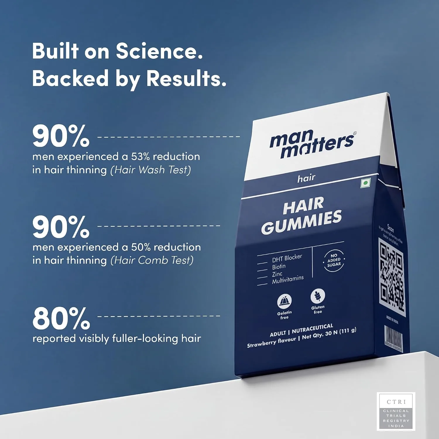 Man Matters Biotin Nourish Hair Gummies | Sugar-Free Strawberry Supplement | Zinc & Multivitamins for Hair Health-2