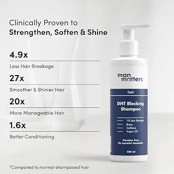 Man Matters Anti Hair Fall DHT Blocking Shampoo | Scalp Cleansing and Hair Strengthening Formula with Biotin & Argan Oil-2