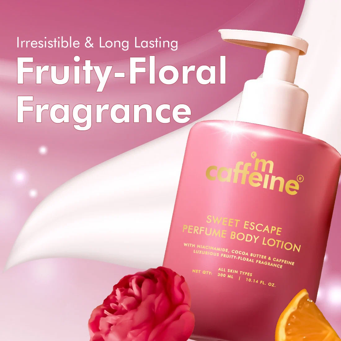mCaffeine Sweet Escape Perfume Body Lotion | 2-in-1 Hydrating Moisturizer | Fruity-Floral Aroma & Skin Barrier Support-3