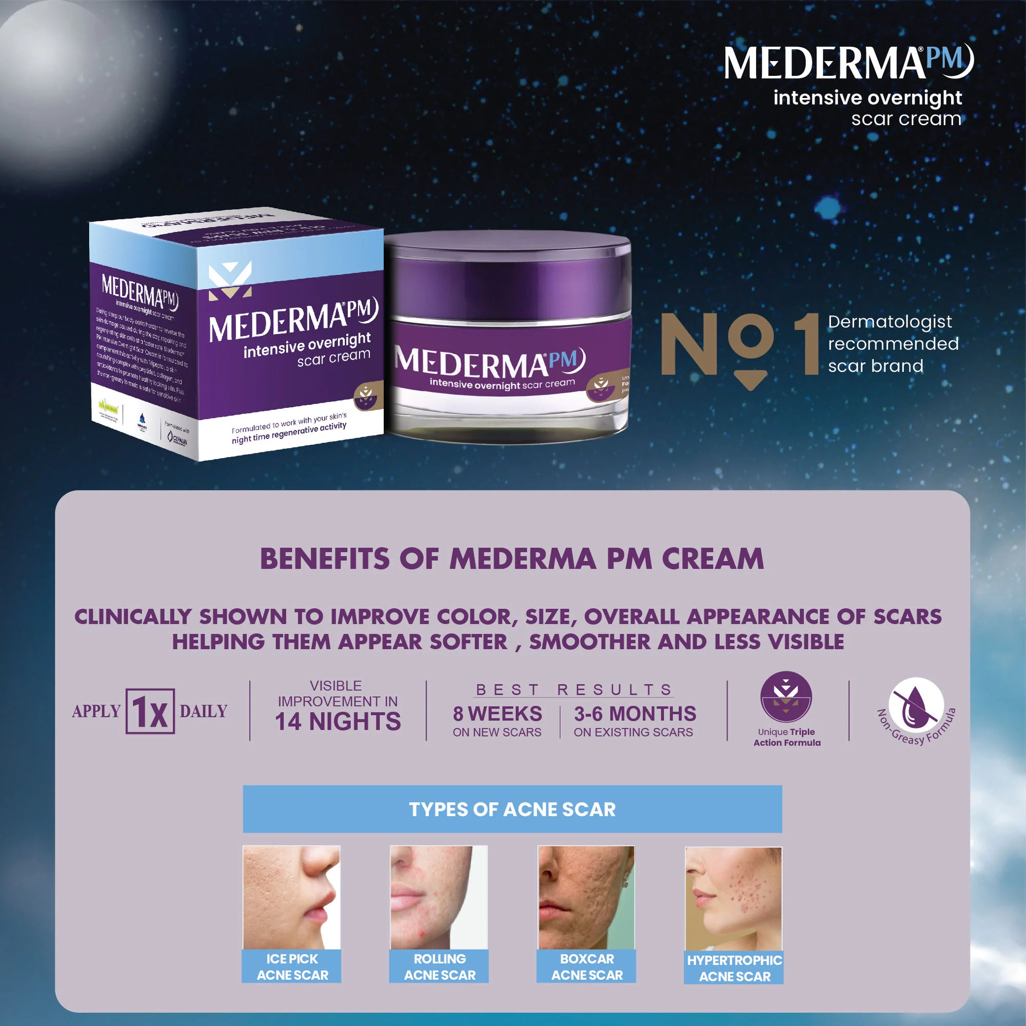 Mederma PM Intensive Overnight Scar Cream | Nighttime Scar Treatment | Formulated with Tripeptol Complex-5