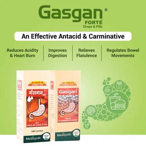 Medisynth Gasgan Forte Drops | Homeopathic Digestive Aid | Fast Relief from Acidity, Gas & Bloating-2
