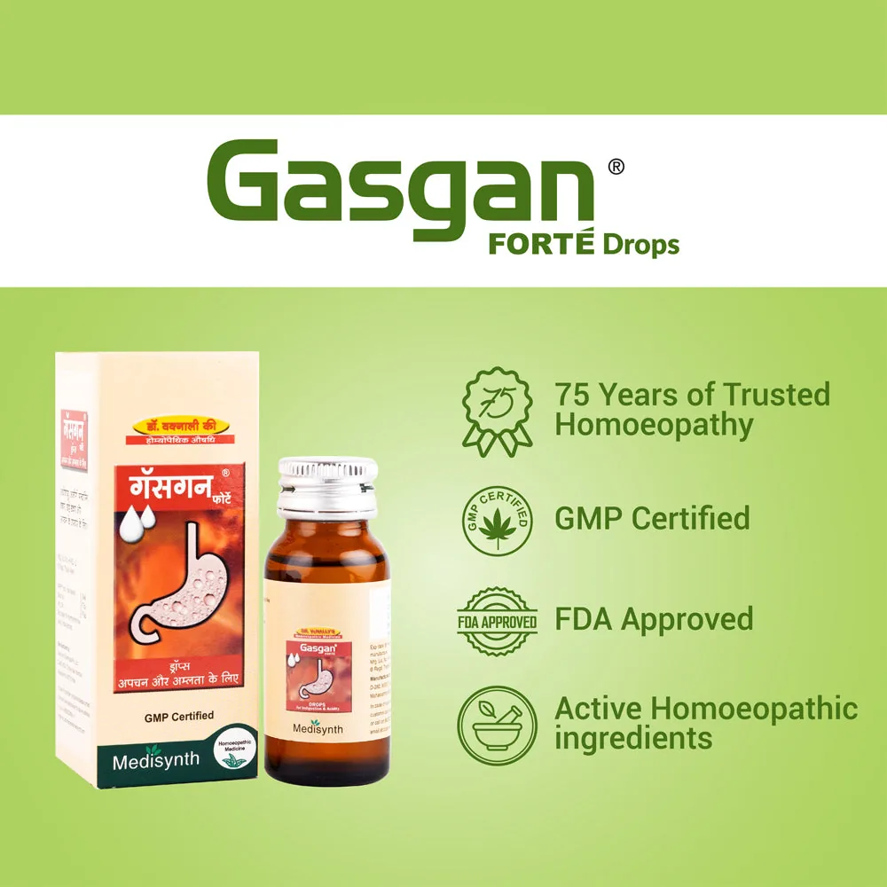 Medisynth Gasgan Forte Drops | Homeopathic Digestive Aid | Fast Relief from Acidity, Gas & Bloating-3