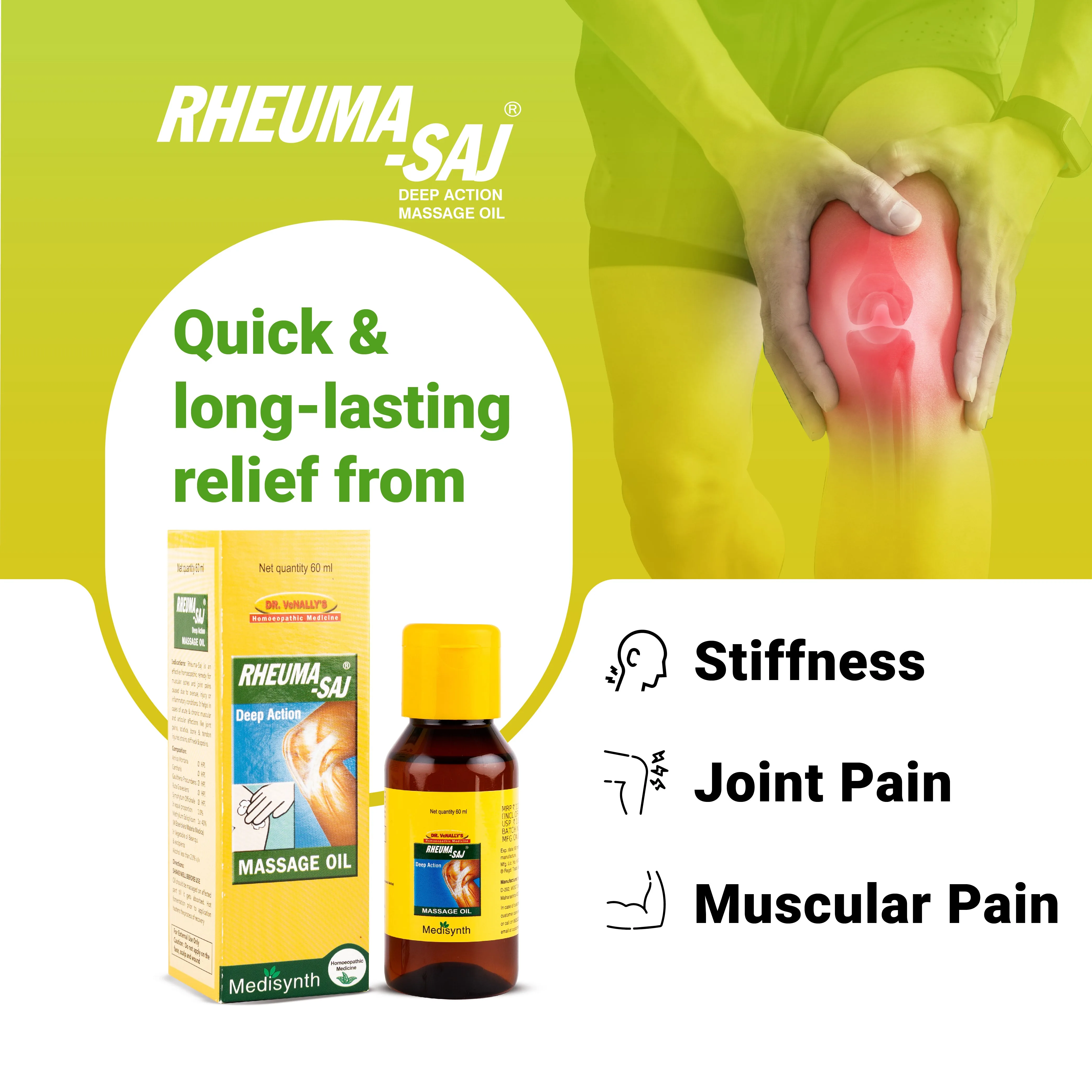 Medisynth Rheuma-Saj Massage Oil | Homeopathic Pain Relief | Deep Penetrating Formula-2