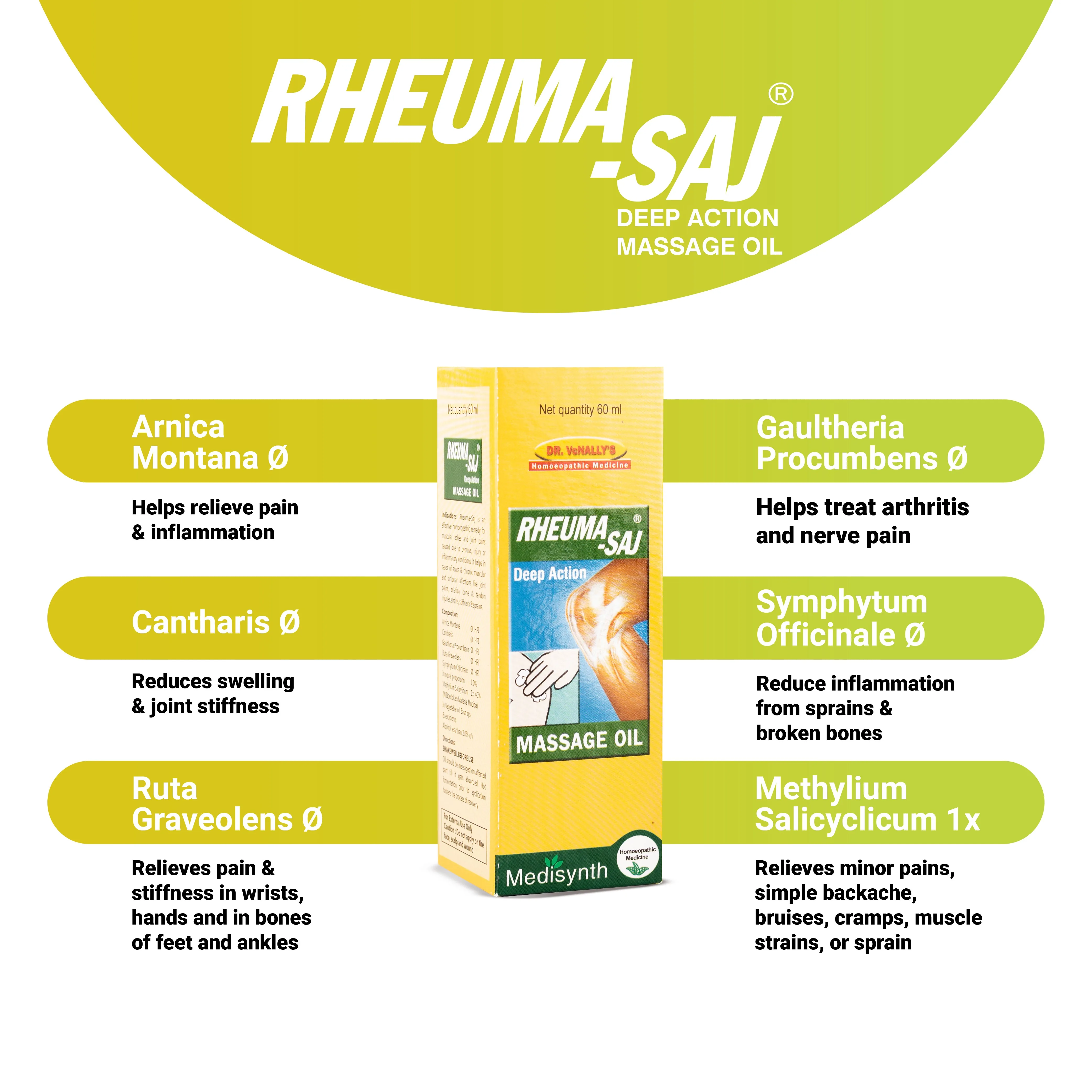 Medisynth Rheuma-Saj Massage Oil | Homeopathic Pain Relief | Deep Penetrating Formula-3
