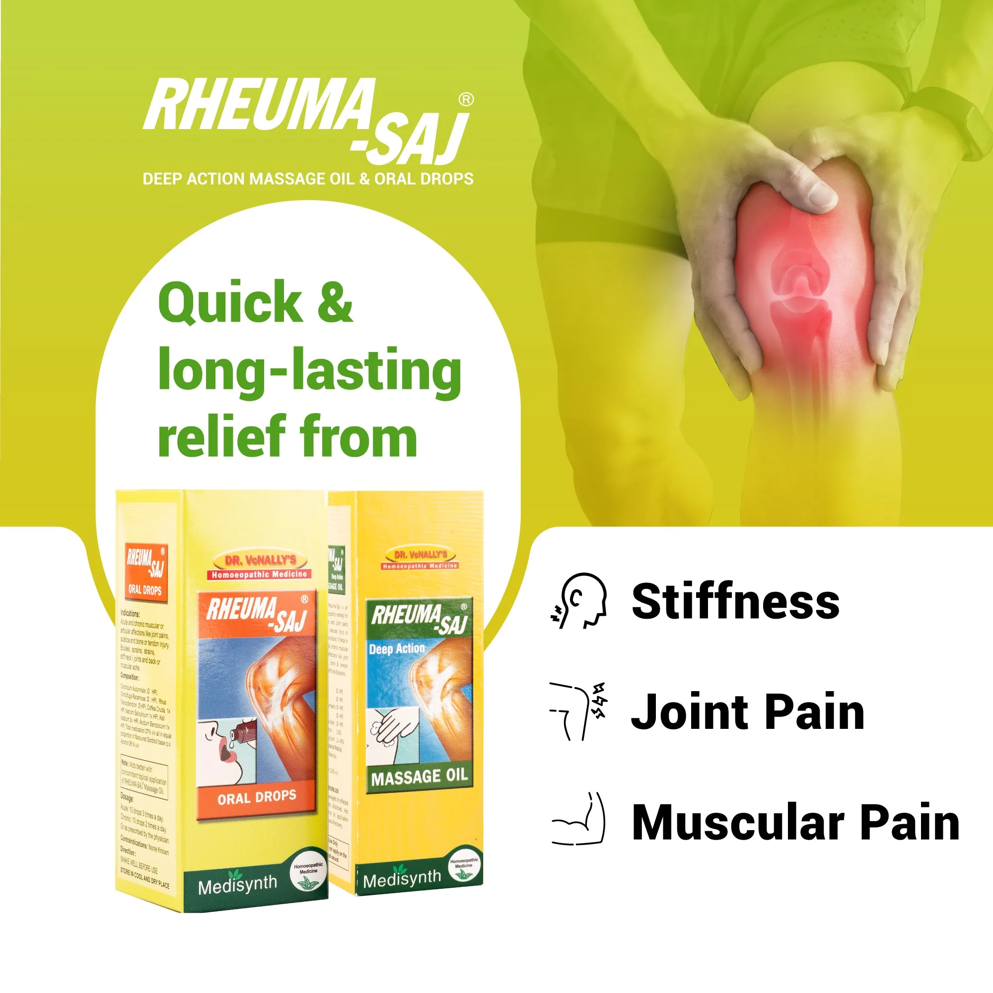 Medisynth Rheuma-Saj Massage Oil | Homeopathic Pain Relief | Deep Penetrating Formula-5