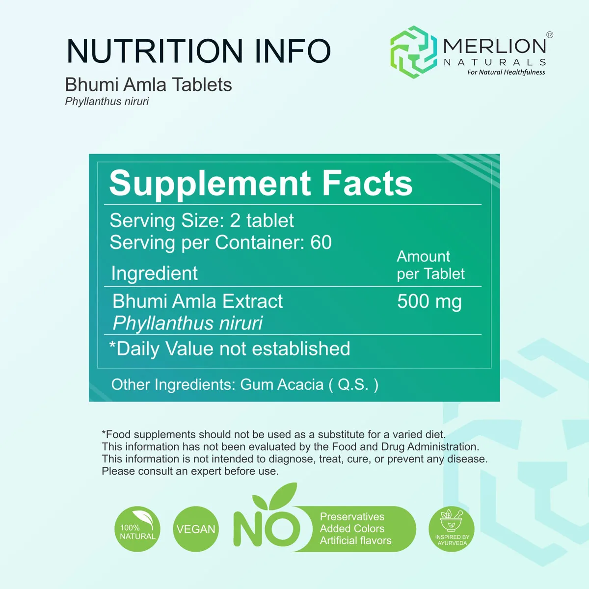 Merlion Naturals Bhumi Amla Tablets | Ayurvedic Liver & Kidney Support Supplement | Pure Phyllanthus Niruri-3