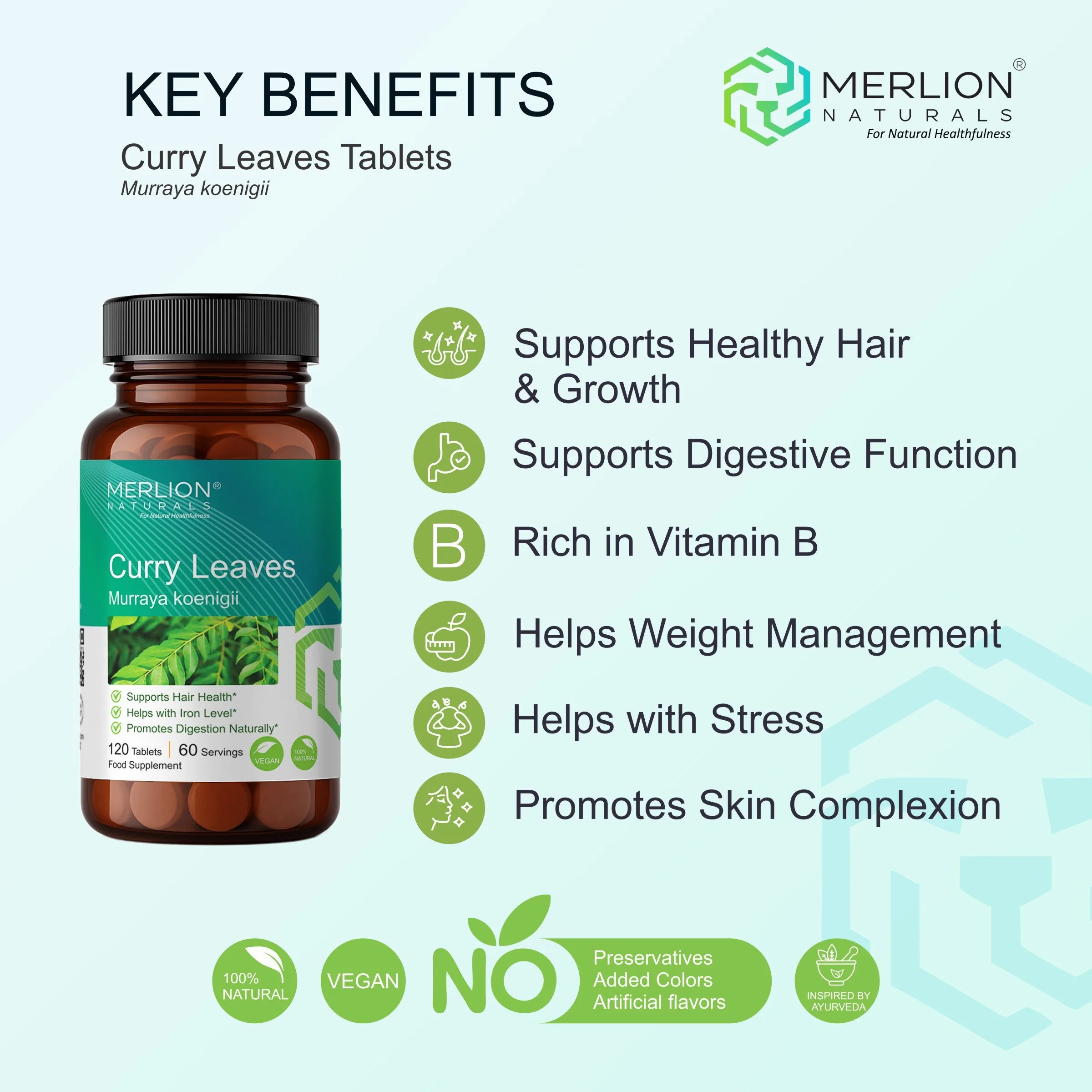 Merlion Naturals Curry Leaves Tablets | Pure Murraya Koenigii Supplement | Hair Health and Digestive Support-4