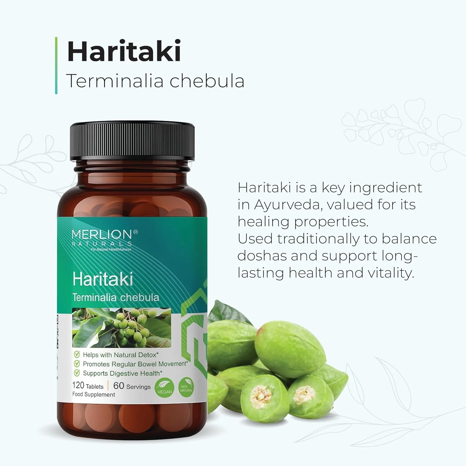 Merlion Naturals Haritaki 500mg Tablets | Ayurvedic Terminalia Chebula Supplement | Natural Digestive Support-2