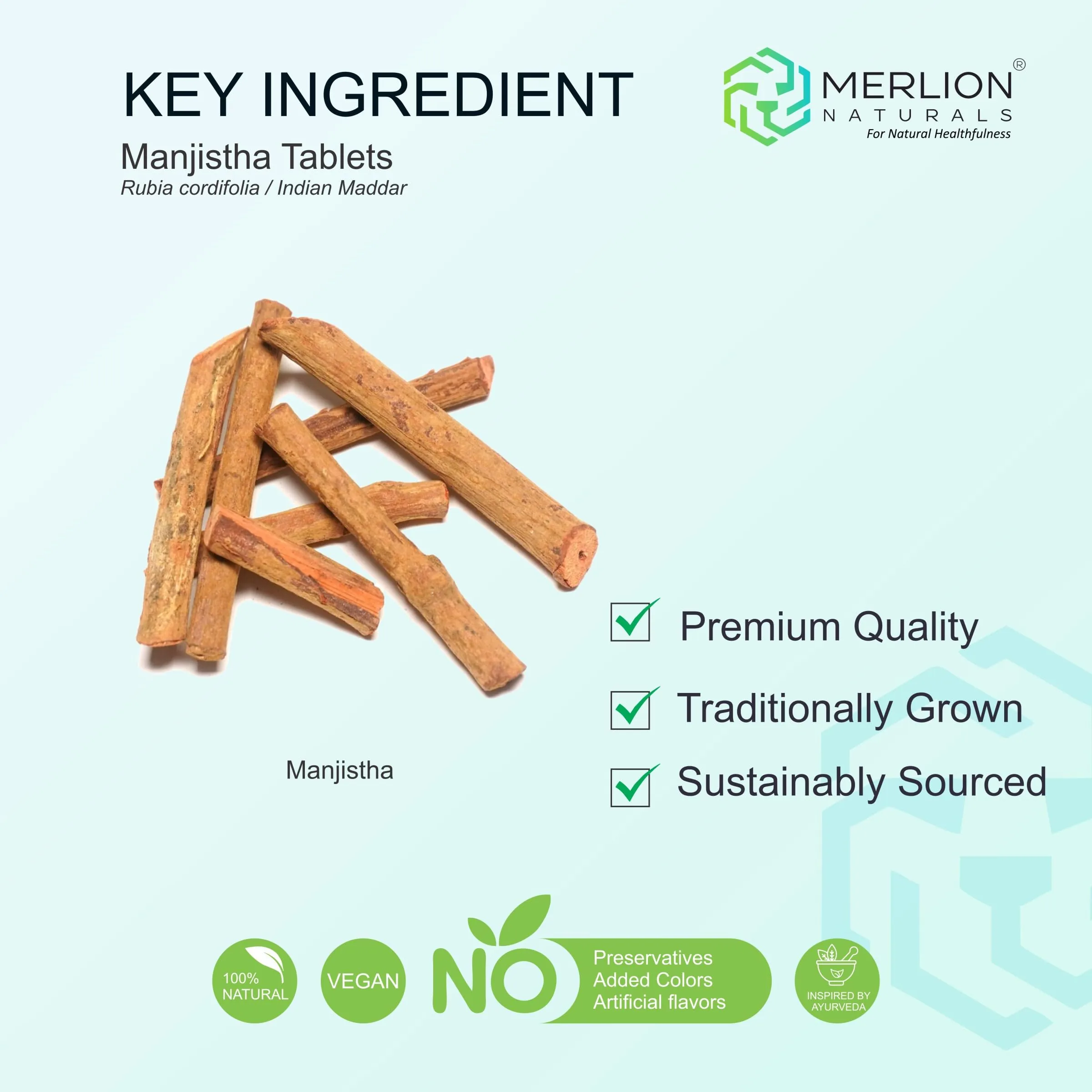 Merlion Naturals Manjistha Tablets | Rubia Cordifolia Extract | Natural Blood Purifier & Skin Health Support-4
