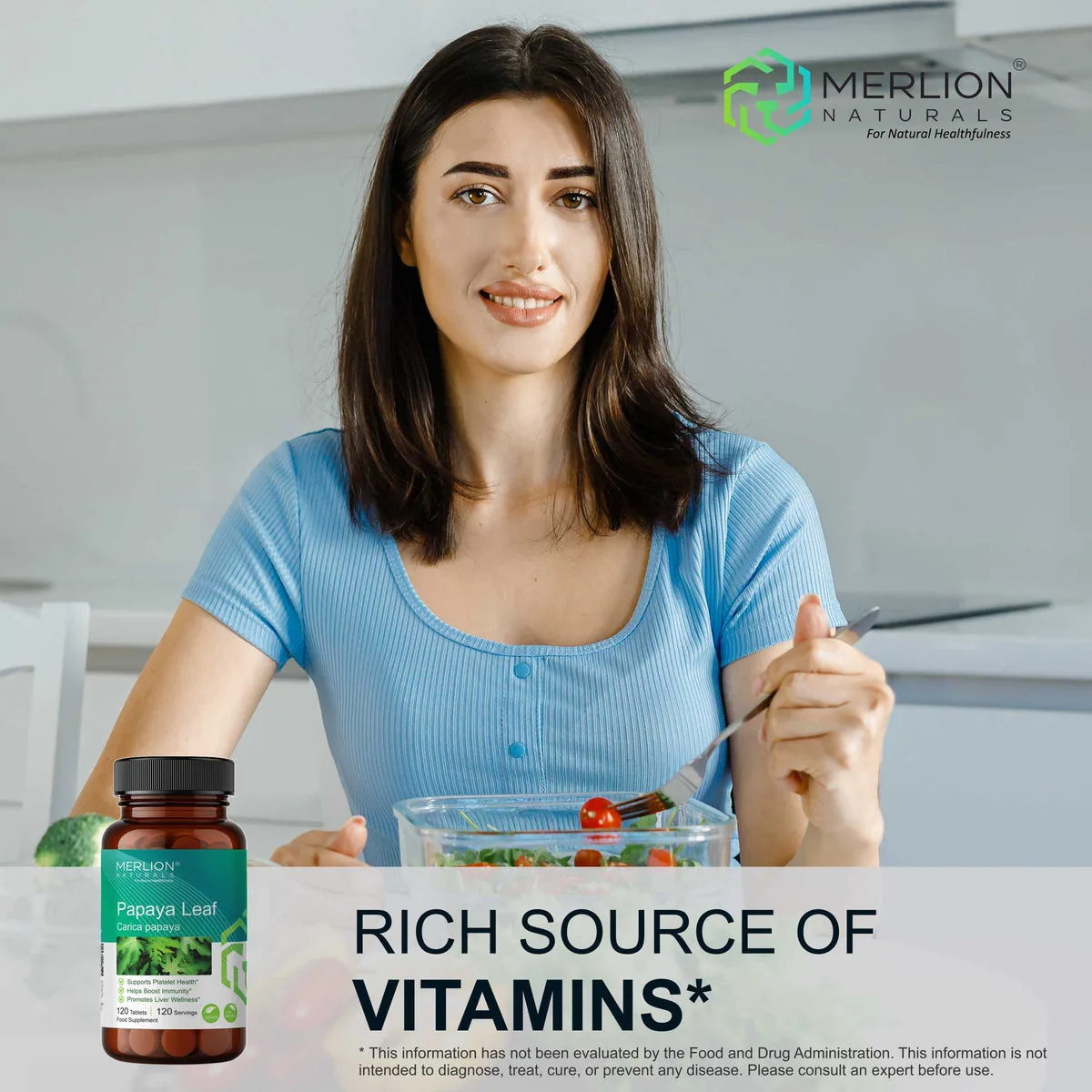 Merlion Naturals Papaya Leaf Tablets | Herbal Wellness Supplement | Supports Immune Function & Platelet Production-8