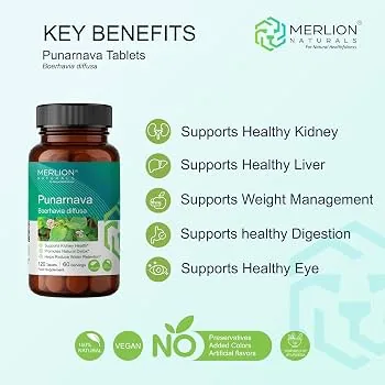 Merlion Naturals Punarnava Tablets | Ayurvedic Boerhavia Diffusa Supplement | Natural Kidney and Digestion Support-4