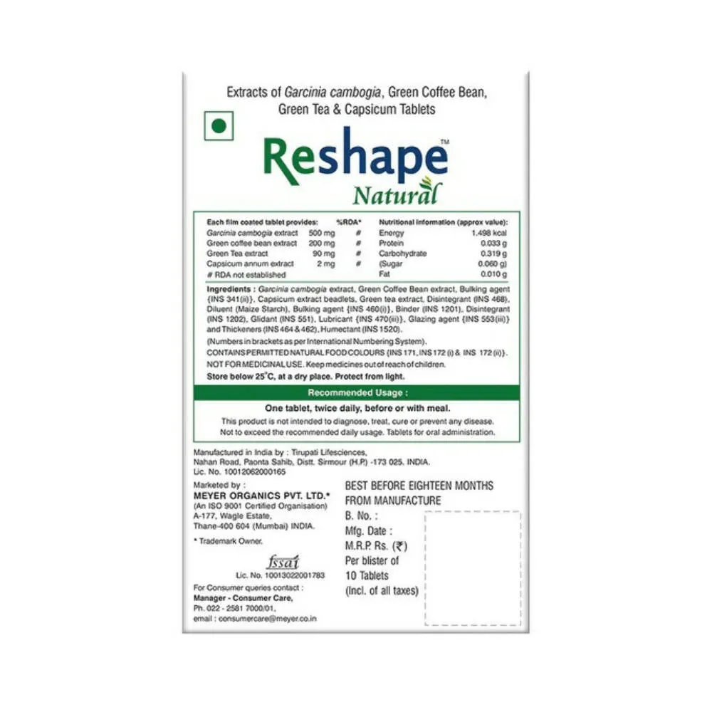 Meyer Organics Reshape Natural Tablets | Gluten-Free Metabolism Support | Thermogenic Weight Management Formula-2
