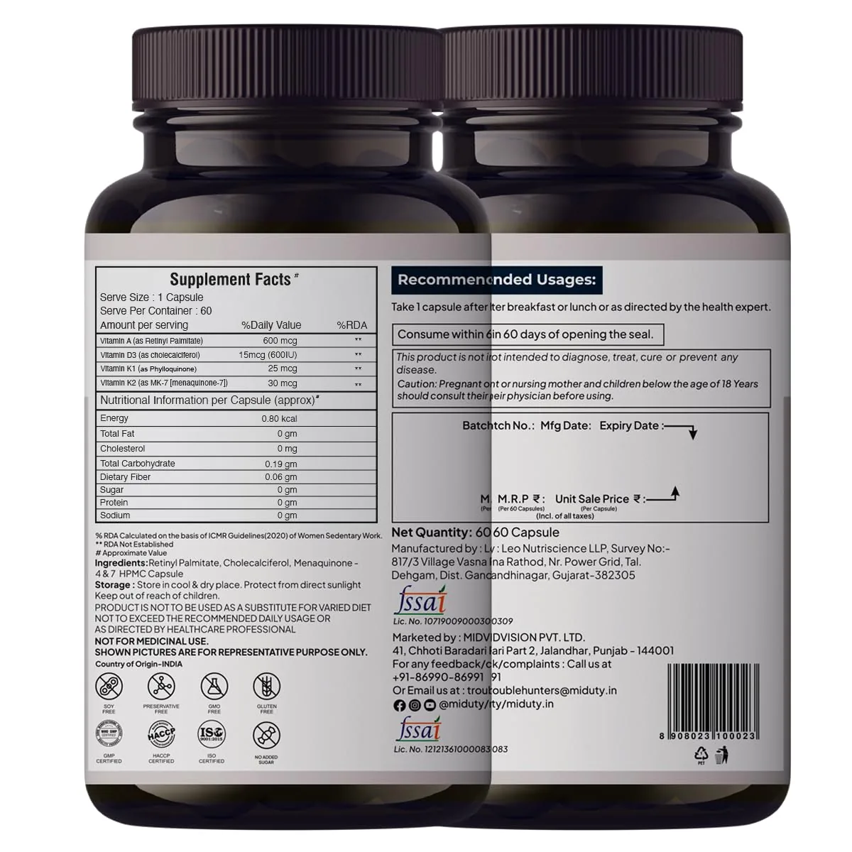 Miduty by Palak Notes A.D.K Capsules | Advanced Vitamin D3, K2 & A Supplement | Bone & Immune Support-1