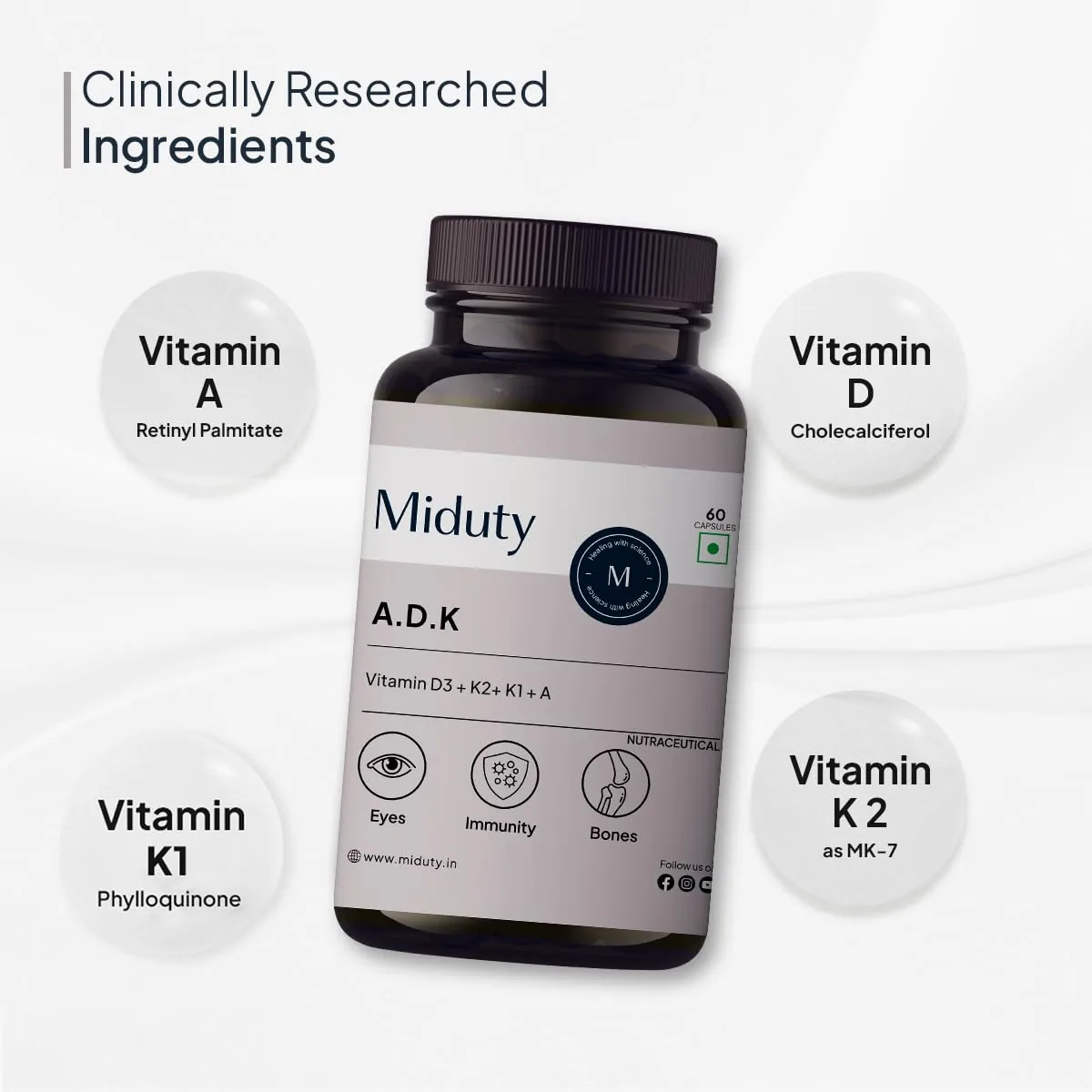Miduty by Palak Notes A.D.K Capsules | Advanced Vitamin D3, K2 & A Supplement | Bone & Immune Support-3