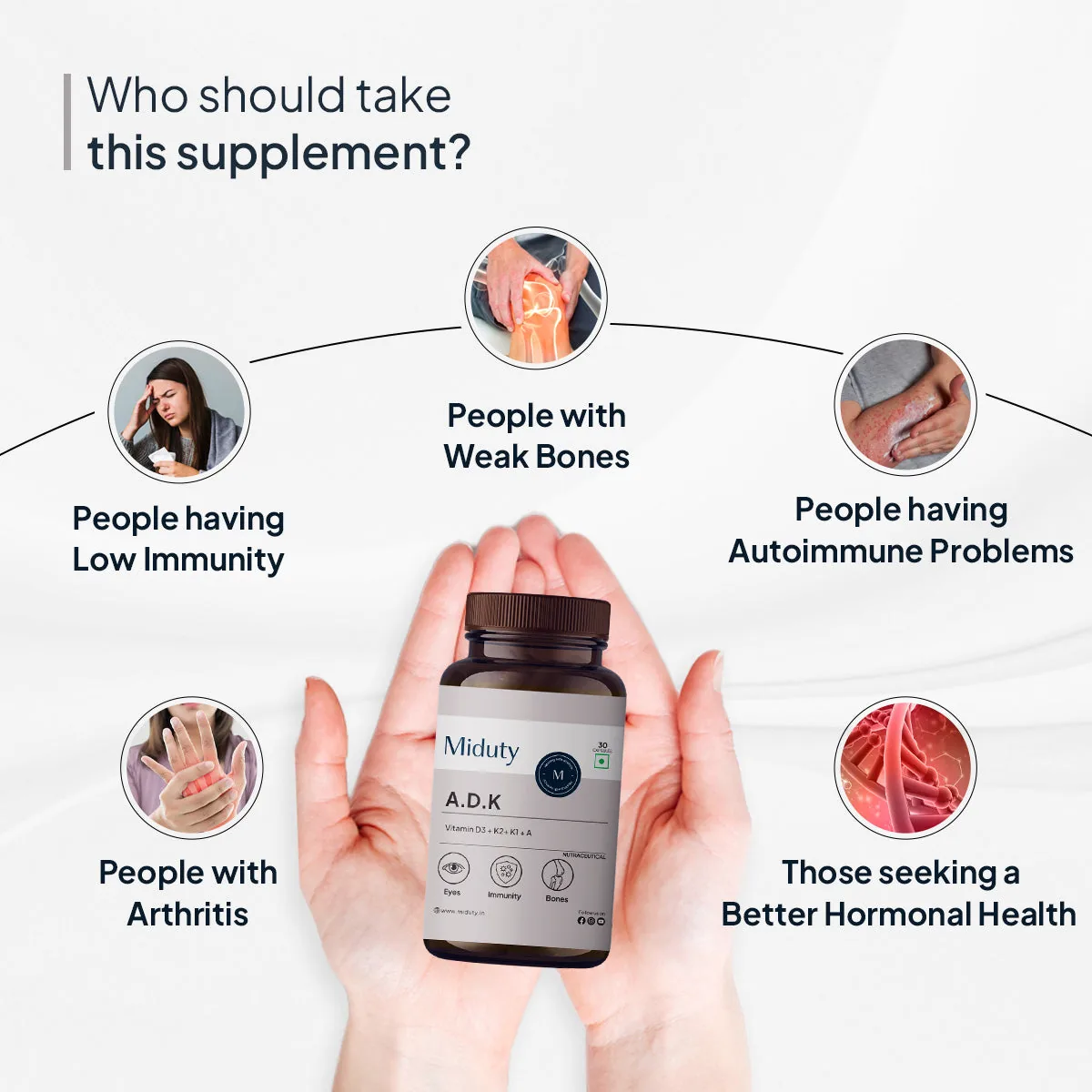 Miduty by Palak Notes A.D.K Capsules | Advanced Vitamin D3, K2 & A Supplement | Bone & Immune Support-4