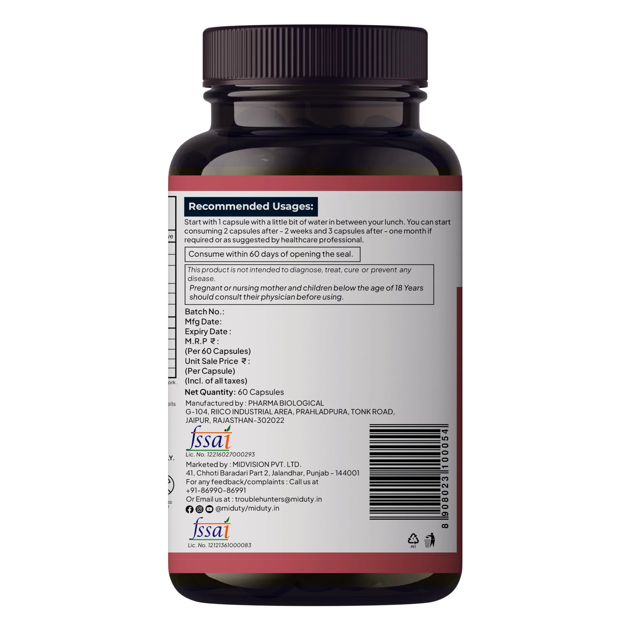 Miduty Betaine HCL + Pepsin Capsules | Digestive Support Supplement | Natural Stomach Acid & Gut Health Formula-3