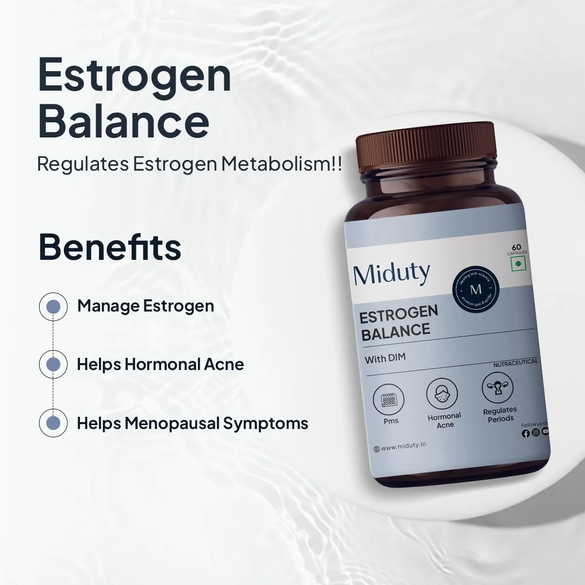 Miduty by Palak Notes Estrogen Balance With Dim Capsules | Hormonal Support Supplement | Estrogen Metabolism Formula-3