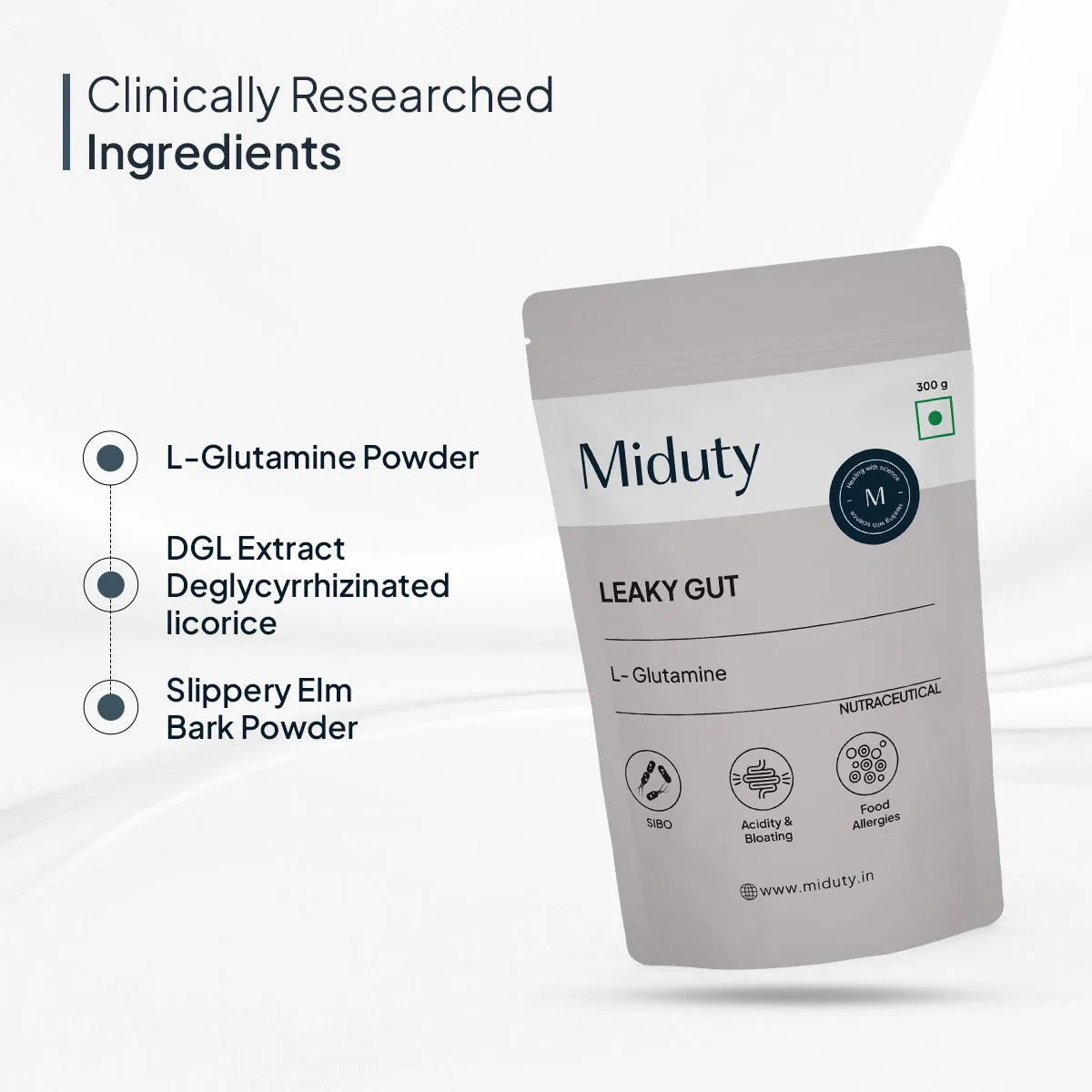 Miduty by Palak Notes Leaky Gut Powder | L-Glutamine & Probiotic Supplement | Gastrointestinal Lining & Digestive Support-4